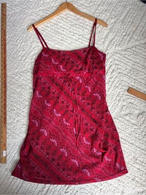 Red paisley 90s xl Floral summer mini Dress